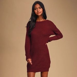 Lulus Bringing Sexy Back Red Backless Sweater Dress